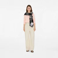 Wide Check Wool Silk Scarf in Black/calico | Burberry® Official