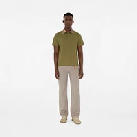 Check Collar Cotton Polo Shirt in Estate green - Men | Burberry® Official