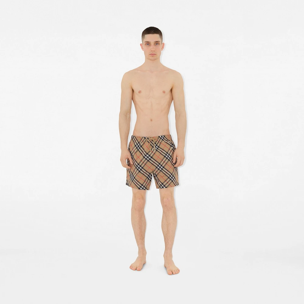 Check Swim Shorts in Sand - Men | Burberry® Official