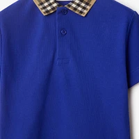 Check Collar Cotton Polo Shirt in Knight | Burberry® Official