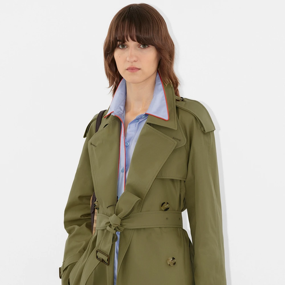 Long Highgrove Castleford Trench Coat in Wreath - Women, Cotton | Burberry® Official