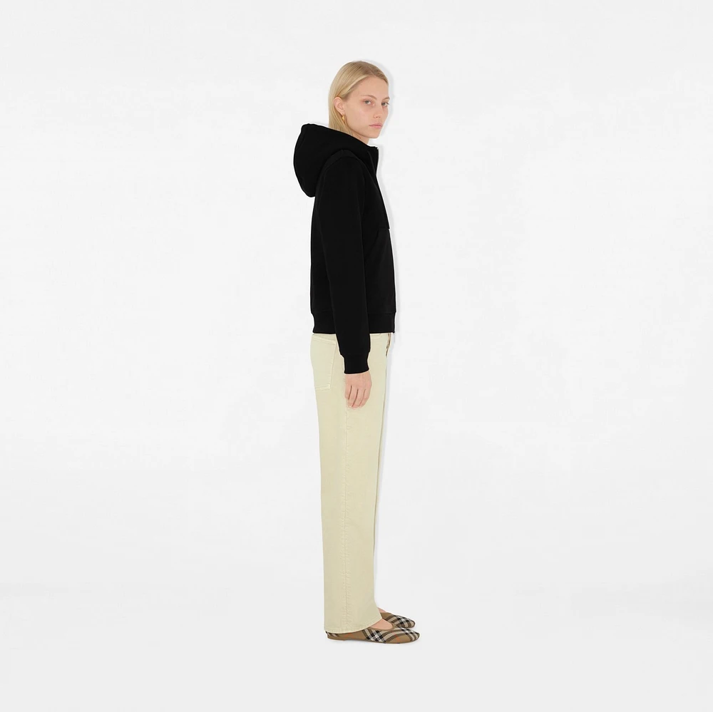 Check Label Cotton Zip Hoodie in Black - Women | Burberry® Official