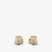 Check Mews Espadrille Mules​ in Sand - Women, Linen | Burberry® Official