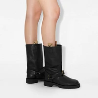 Leather Soft Saddle Low Boots​ in Black - Women | Burberry® Official