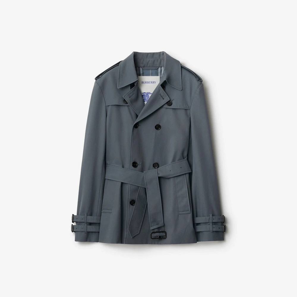 Short Gabardine Trench Coat in Magnet - Men | Burberry® Official