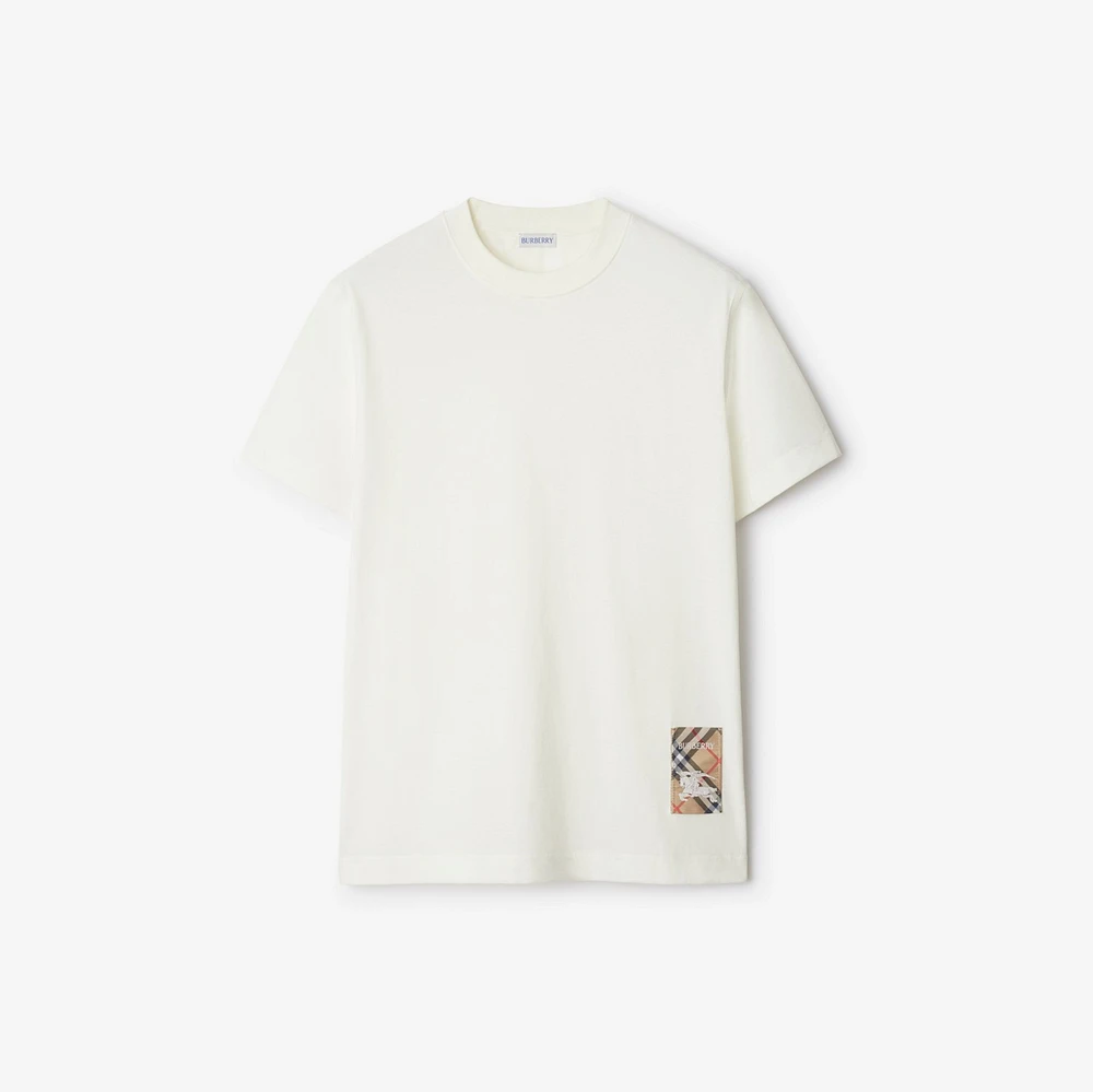 Check Label Cotton T-shirt in Chalk white - Men | Burberry® Official