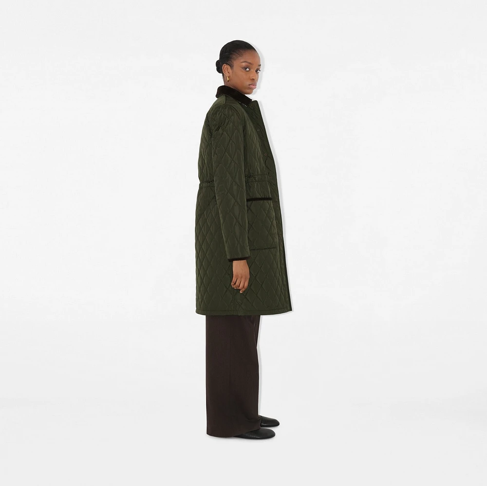 Mid-length Quilted Nylon Car Coat in Shale - Women | Burberry® Official
