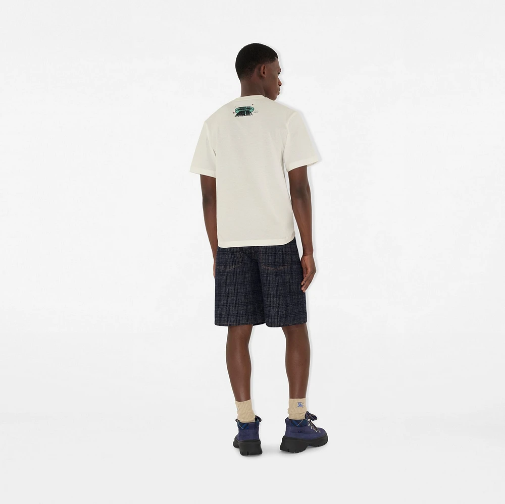 Check Denim Shorts in Indigo blue - Men | Burberry® Official