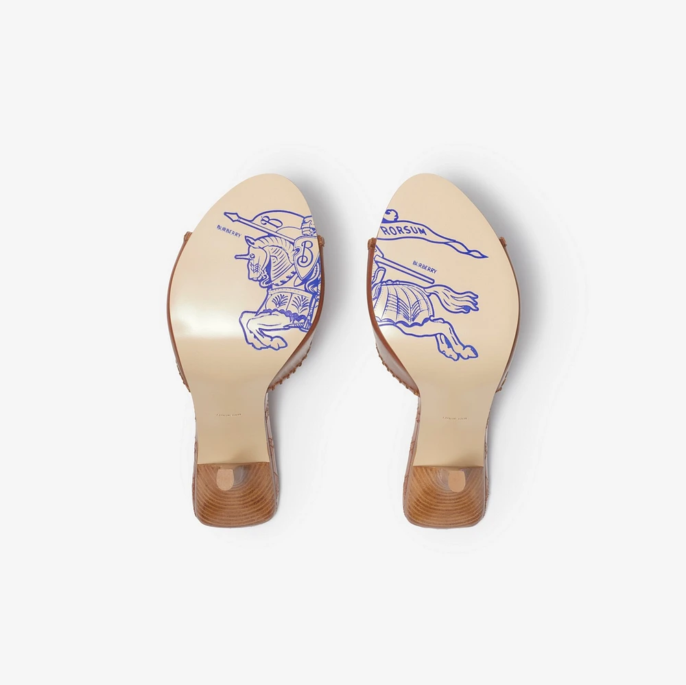 Leather Cabana Mules in Chestnut - Women | Burberry® Official