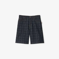 Check Denim Shorts in Indigo blue - Men | Burberry® Official