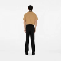 Check Collar Cotton Polo Shirt in Beige - Men | Burberry® Official