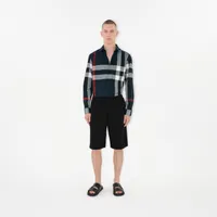 Slim Fit Check Cotton Shirt in Navy