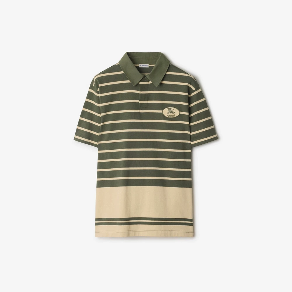 Striped Cotton Polo Shirt in Yew green - Men | Burberry® Official