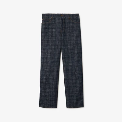 Loose Check Denim Jeans in Indigo blue - Men | Burberry® Official