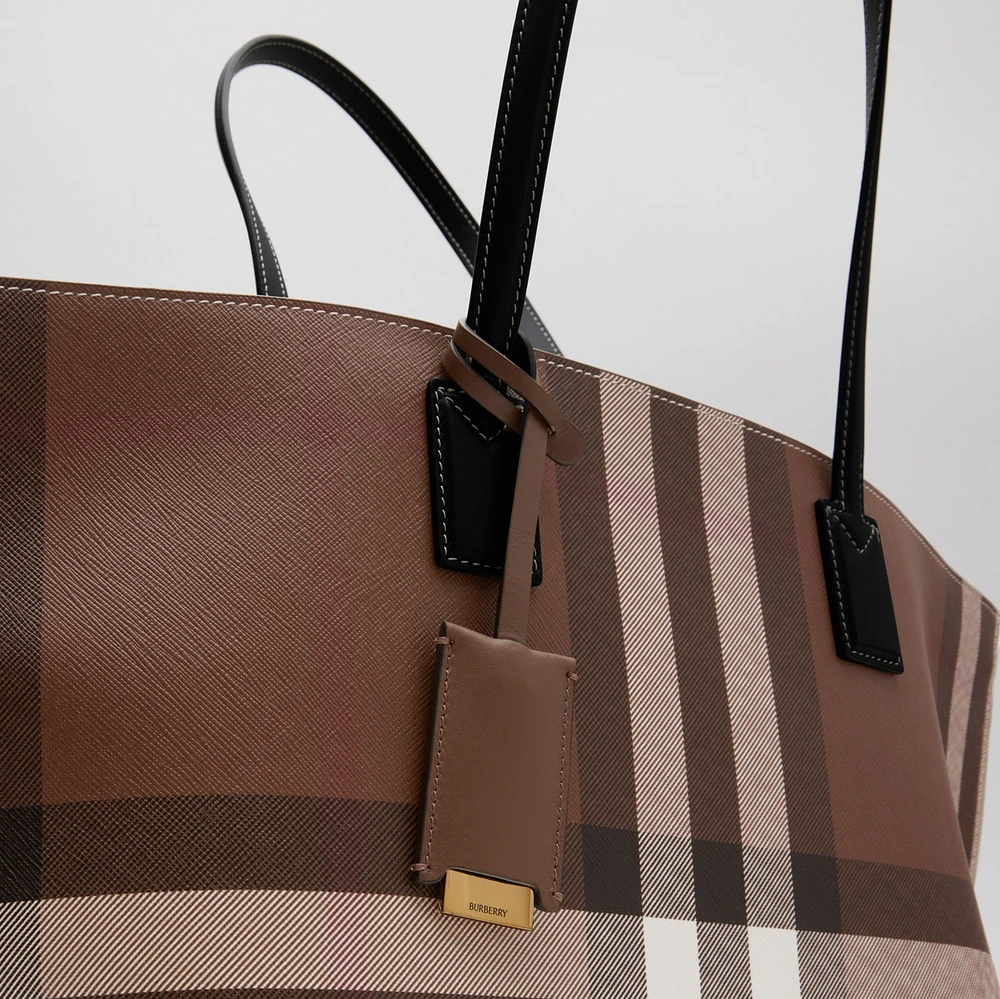 Medium Check Tote in Dark birch brown - Women | Burberry® Official