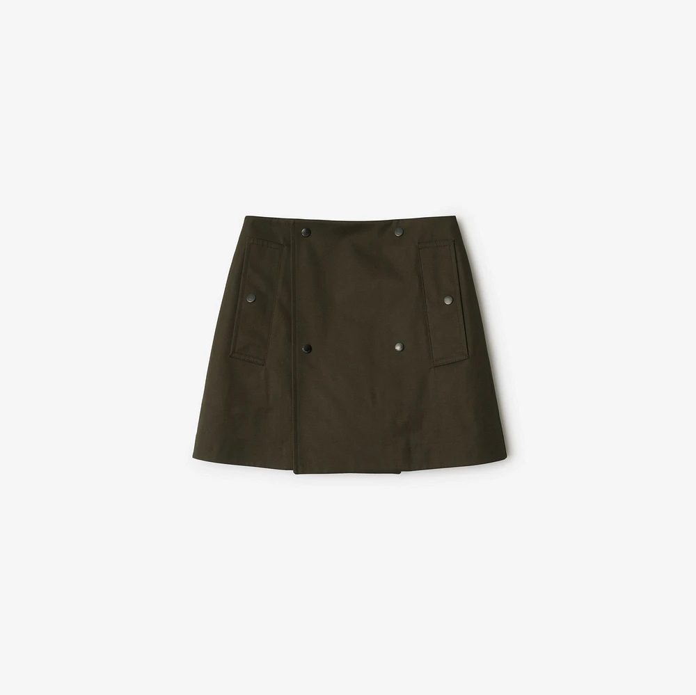 Bonded Gabardine Trench Mini Skirt in Juniper - Women, Cotton | Burberry® Official
