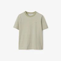 Striped Cotton T-shirt in Skylark - Women | Burberry® Official