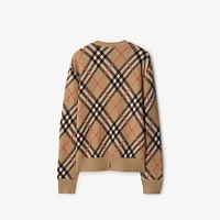 Check Wool Mohair Blend Sweater in Sand - Women, Nylon | Burberry® Official