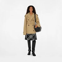 Short Gabardine Trench Coat in Flax - Women, Cotton Gabardine | Burberry® Official