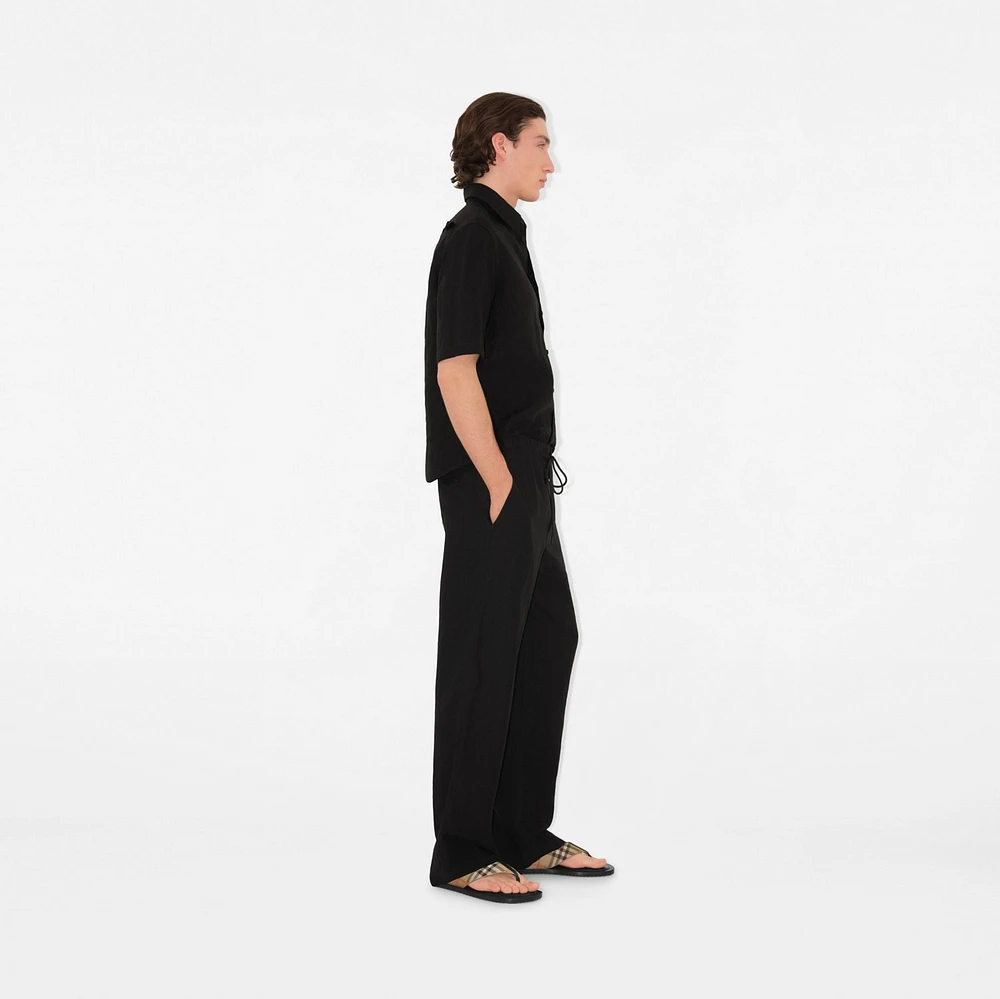 Linen Trousers in Black - Men | Burberry® Official