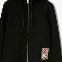 Check Label Cotton Zip Hoodie in Black - Women | Burberry® Official