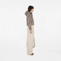 Cropped Reversible Check Jacket in Mauve grey - Women, Nylon | Burberry® Official