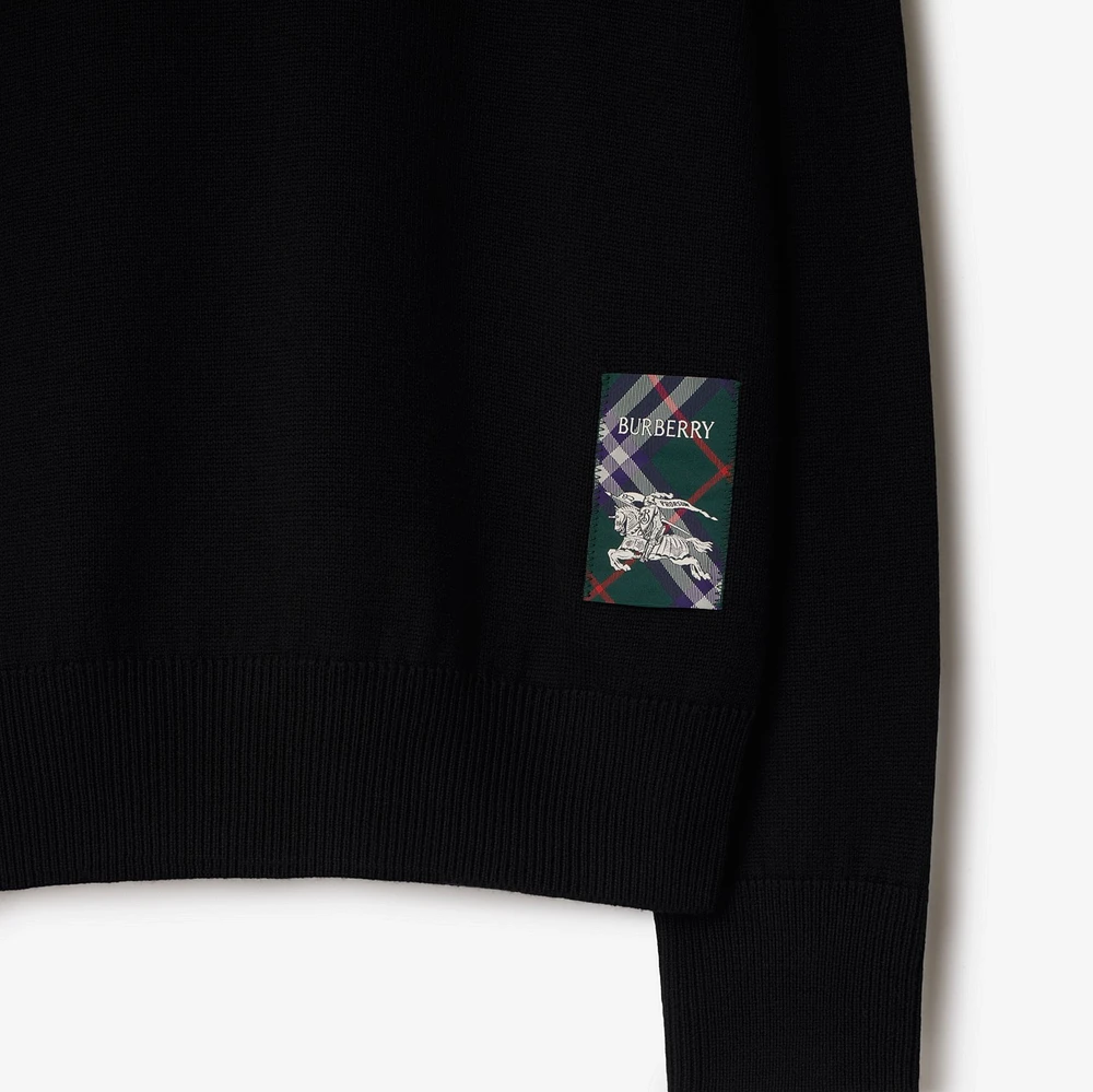 Check Label Wool Sweater in Black - Men | Burberry® Official