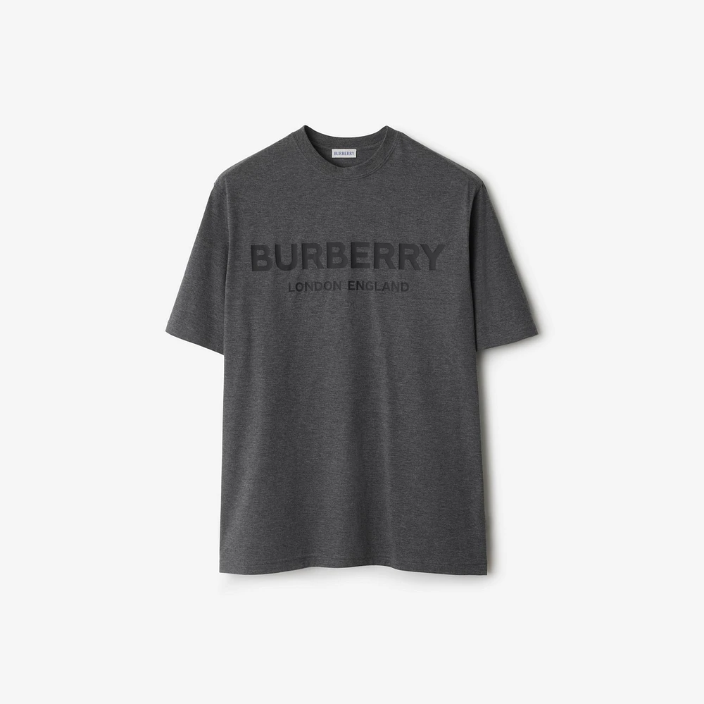 Logo Cotton T-shirt in Dark grey melange - Men | Burberry® Official