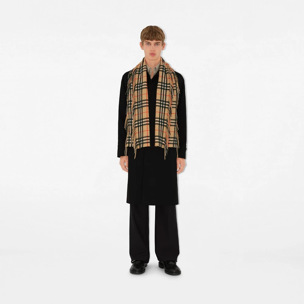 Check Cashmere Happy Scarf in Sand | Burberry® Official