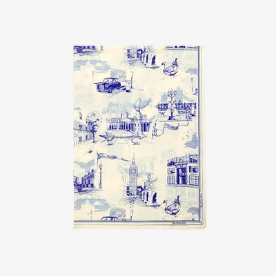 London Landmarks Wool Silk Scarf in Knight | Burberry® Official