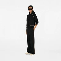 Check Trim Cotton Blend Zip Hoodie in Black - Women | Burberry® Official