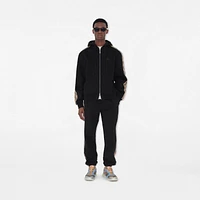 Check Trim Cotton Zip Hoodie in Black - Men | Burberry® Official