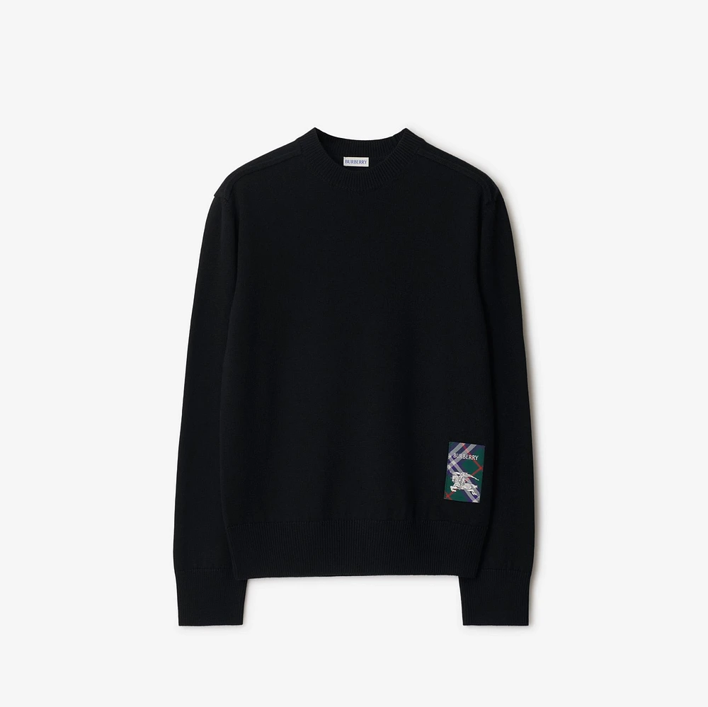 Check Label Wool Sweater in Black - Men | Burberry® Official