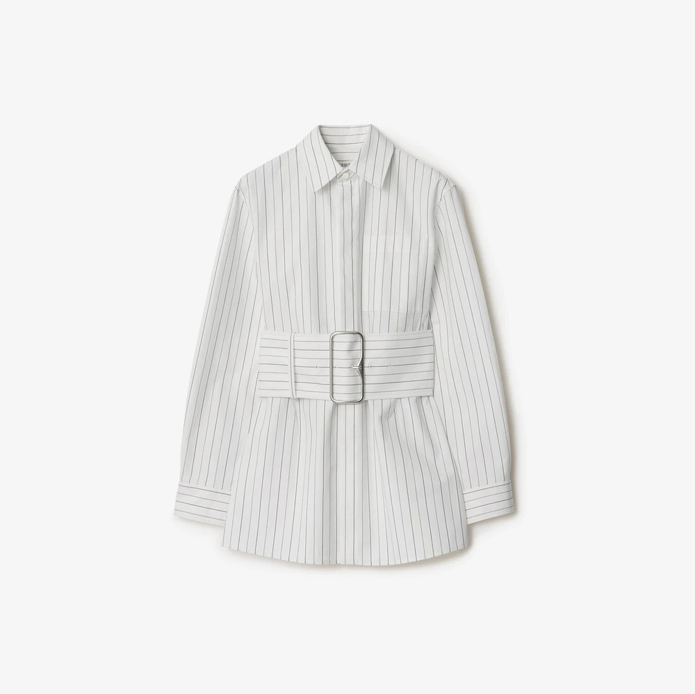 Regular Fit Striped Cotton Shirt in String/coal - Women | Burberry® Official