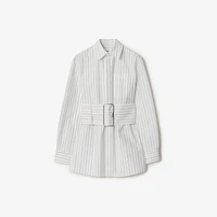 Regular Fit Striped Cotton Shirt in String/coal - Women | Burberry® Official