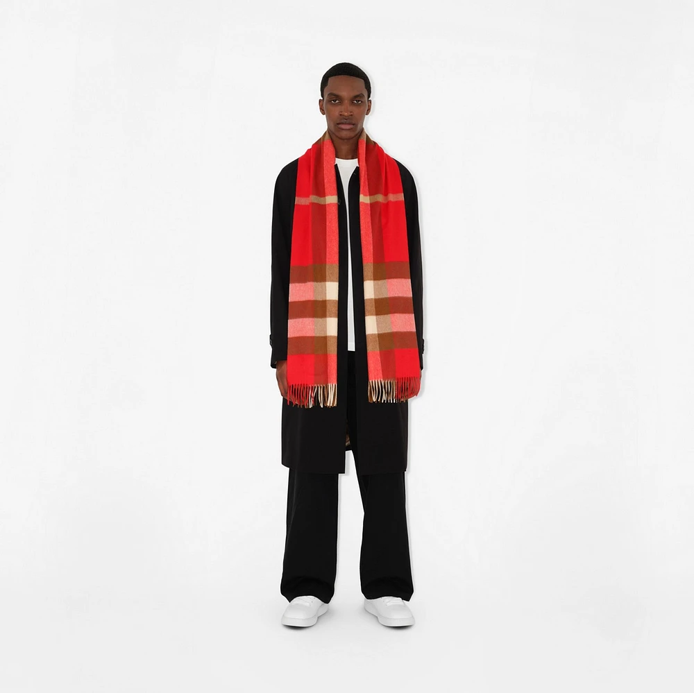 Check Cashmere Scarf in Bright red | Burberry® Official
