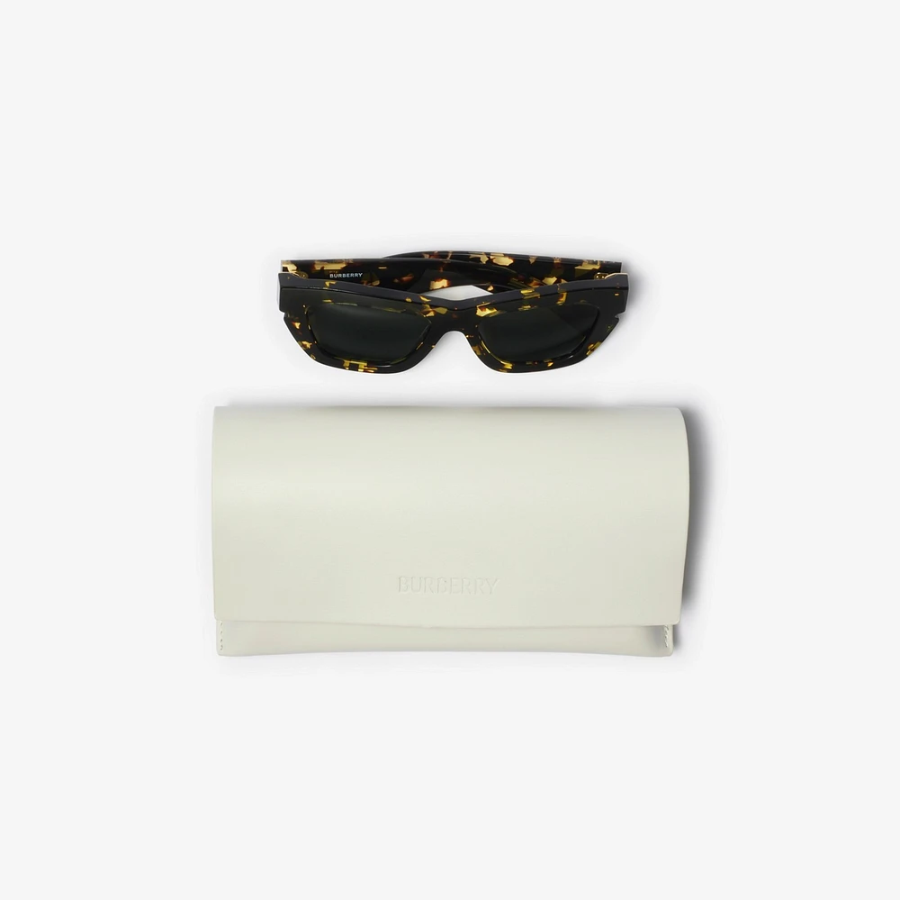 Inlaid Check Cat-eye Sunglasses​ in Bright tortoiseshell - Women | Burberry® Official