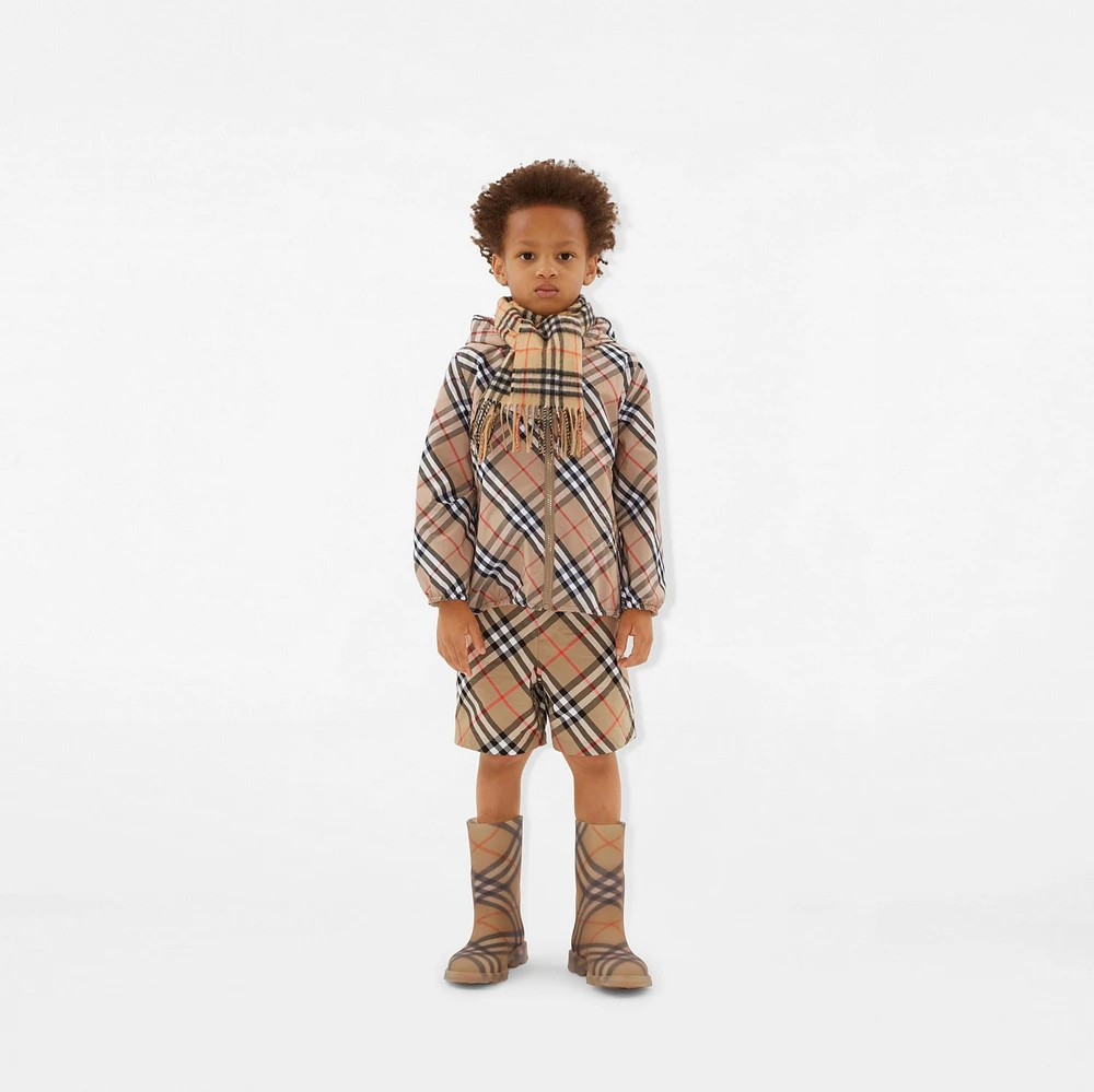 Check Cashmere Scarf in Sand - Children | Burberry® Official
