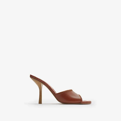 Leather Cabana Mules in Chestnut - Women | Burberry® Official