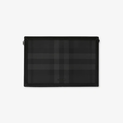 Check Zip Pouch in Charcoal - Men, Canvas | Burberry® Official