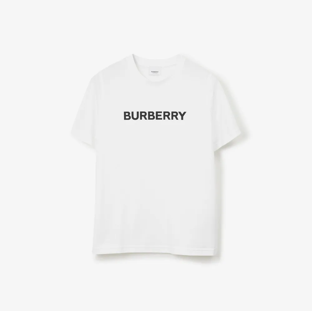 Logo Cotton T-shirt in White - Women | Burberry® Official