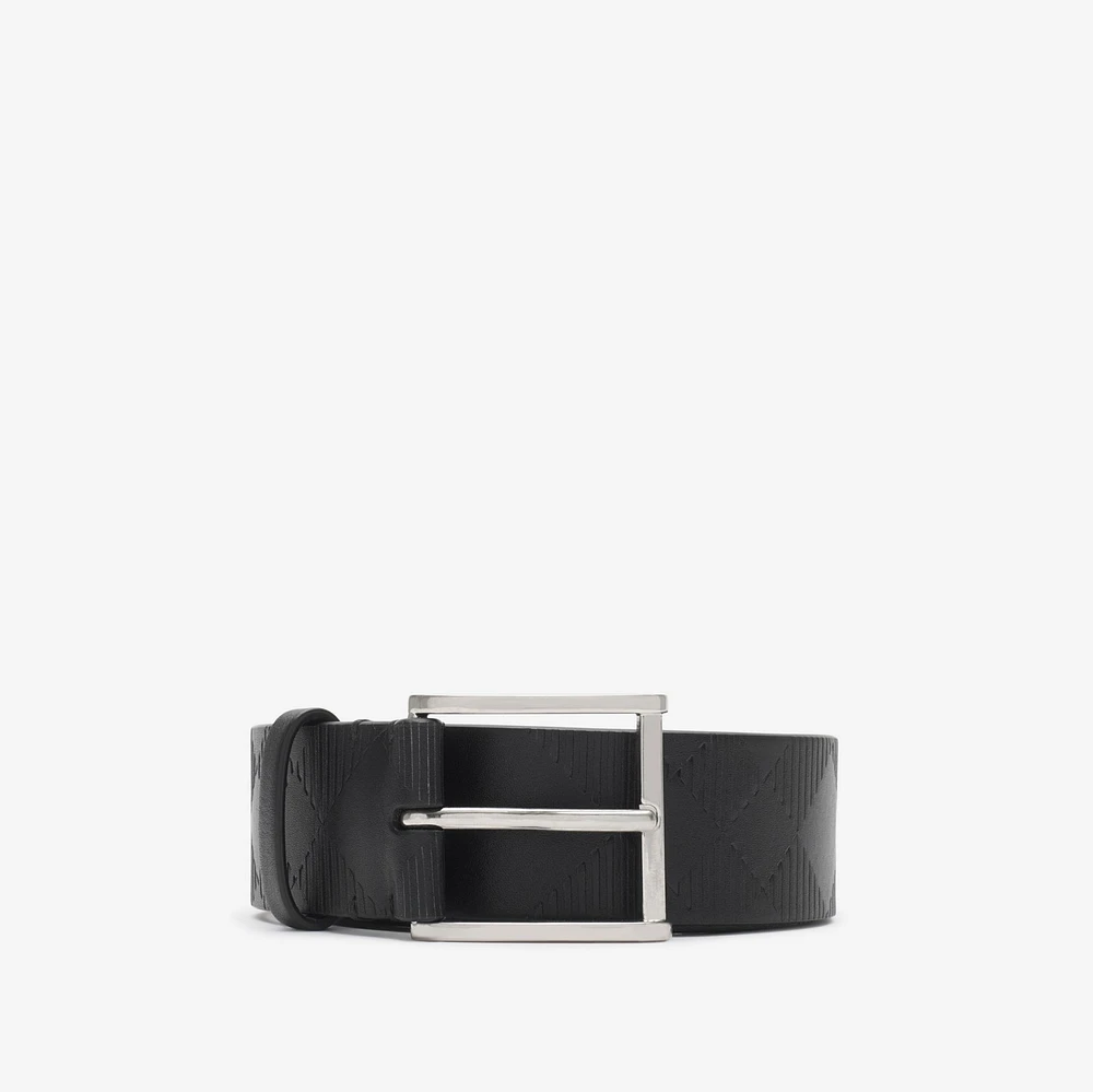 Check Leather Belt in Black - Men | Burberry® Official