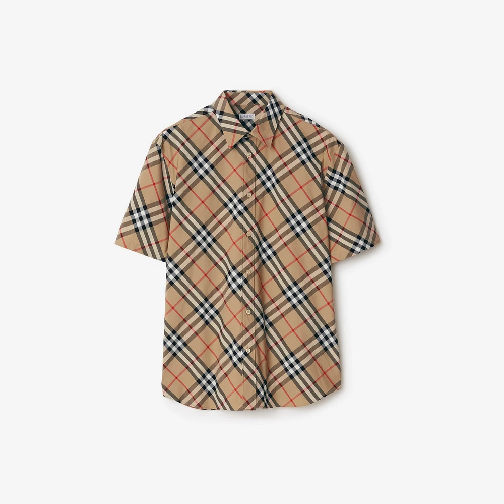 Regular Fit Check Cotton Shirt in Sand - Men | Burberry® Official