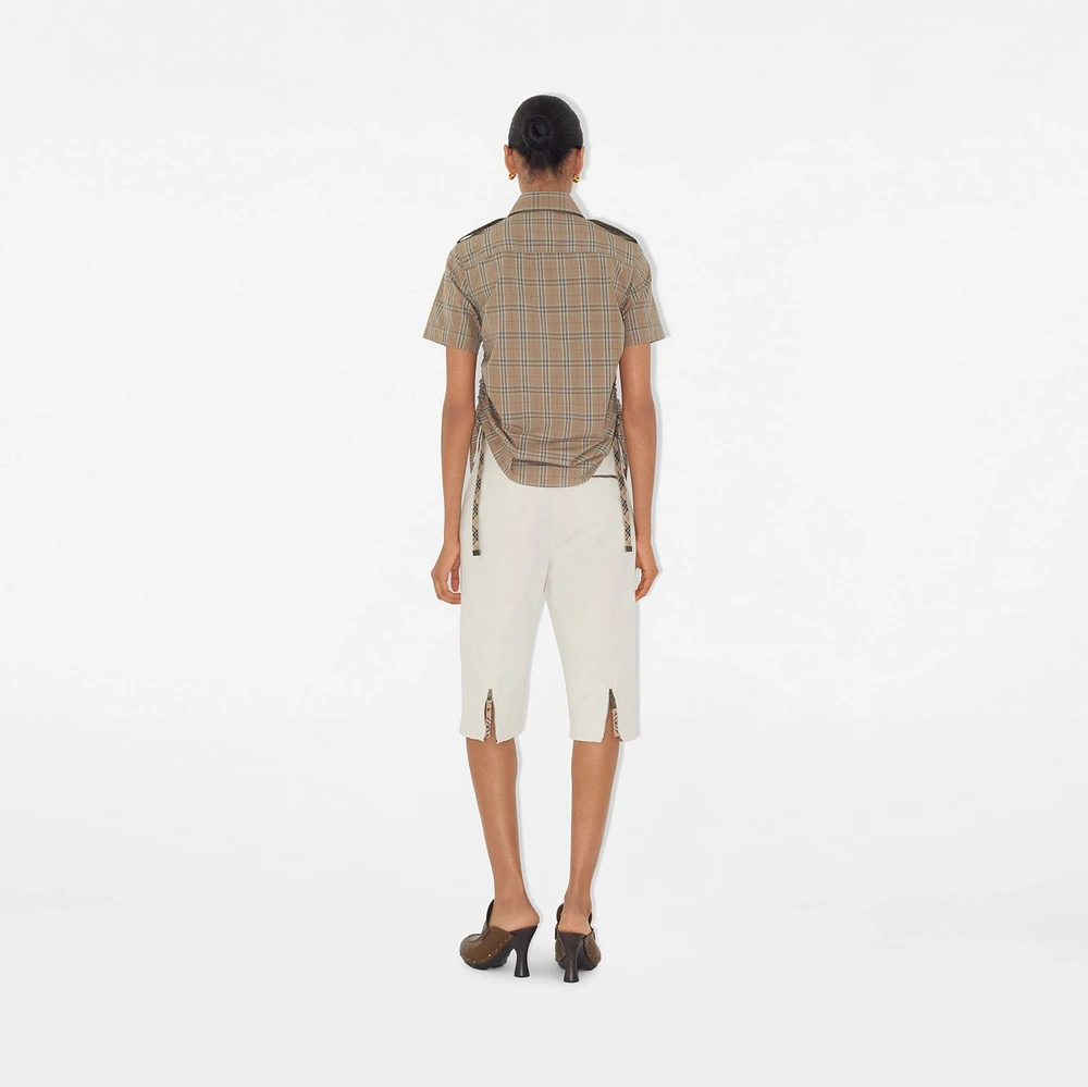 Slim Fit Check Cotton Shirt in Nut - Women | Burberry® Official