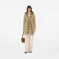 Reversible Wool Hooded Wrap Coat in Sand - Women | Burberry® Official