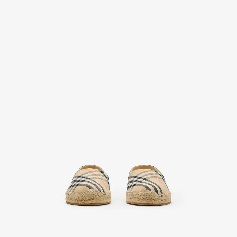 Check Mews Espadrilles​ in Sand - Men, Linen | Burberry® Official