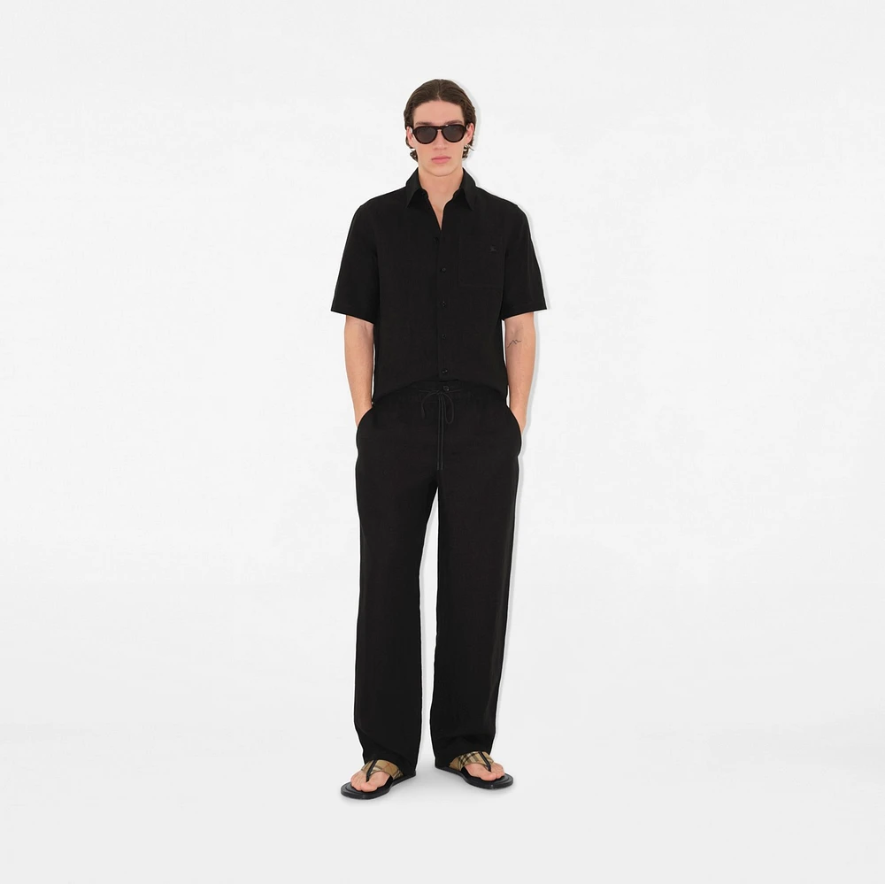 Linen Trousers in Black - Men | Burberry® Official
