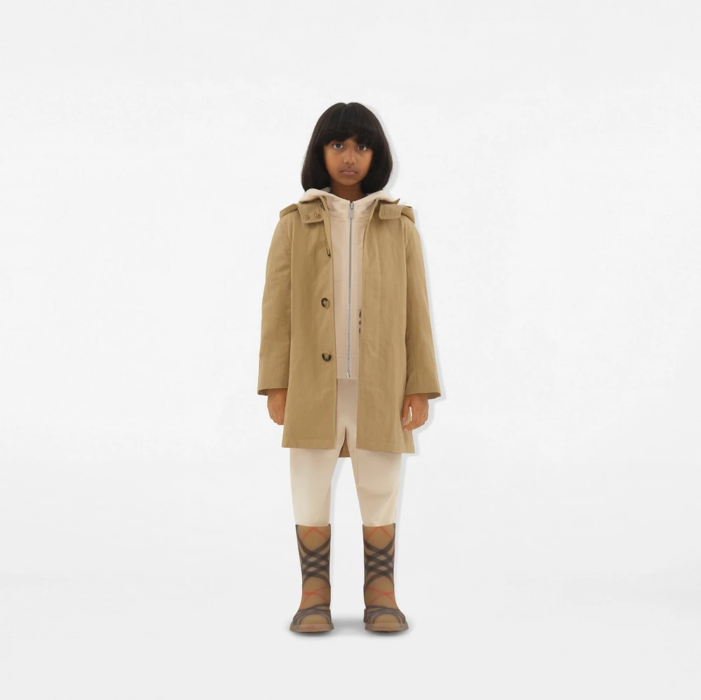 Nylon Cotton Car Coat in Sand | Burberry® Official