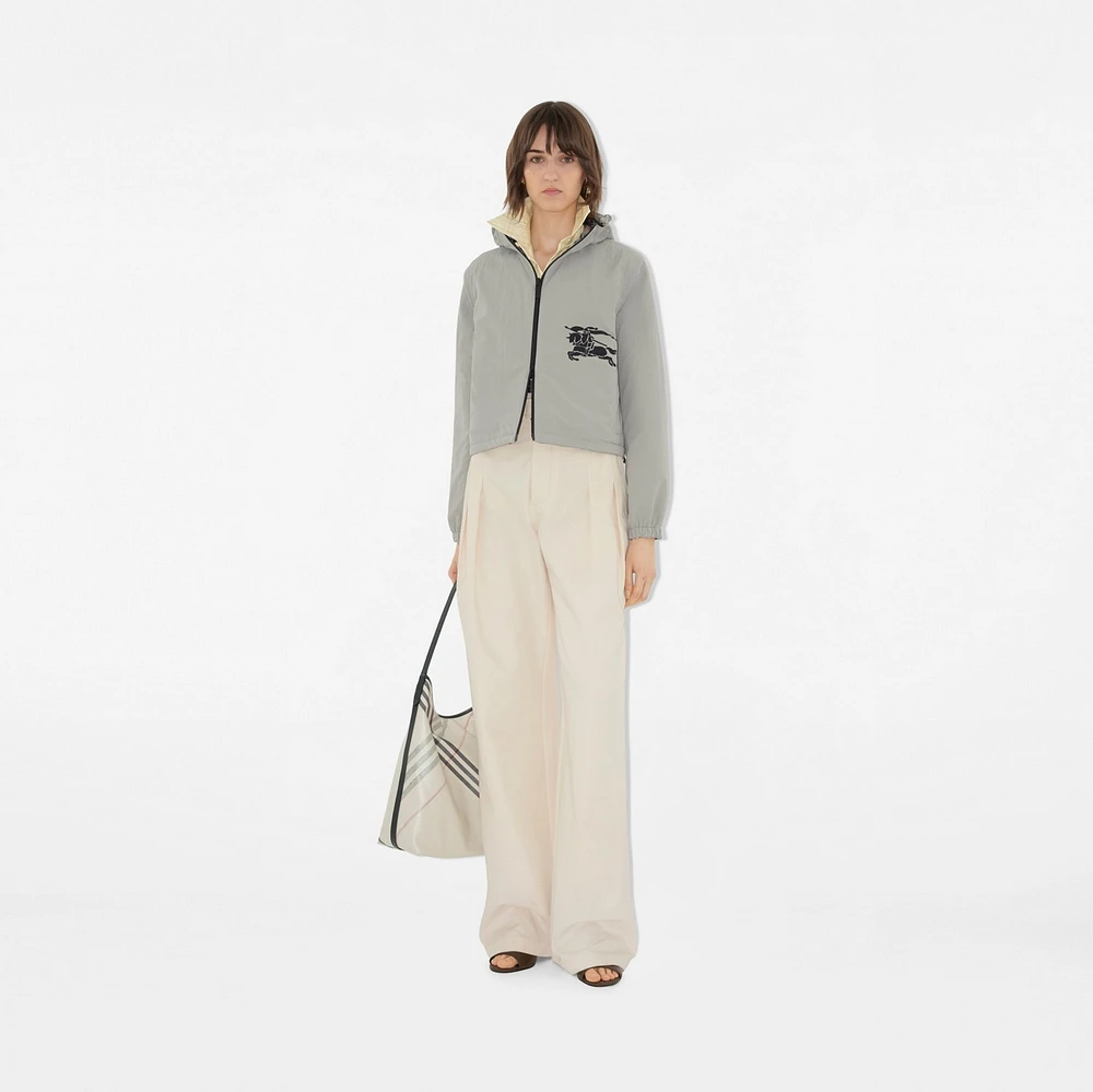 Cropped Reversible Check Jacket in Mauve grey - Women, Nylon | Burberry® Official