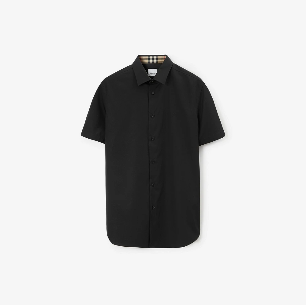 Stretch Cotton Shirt in Black - Men | Burberry® Official